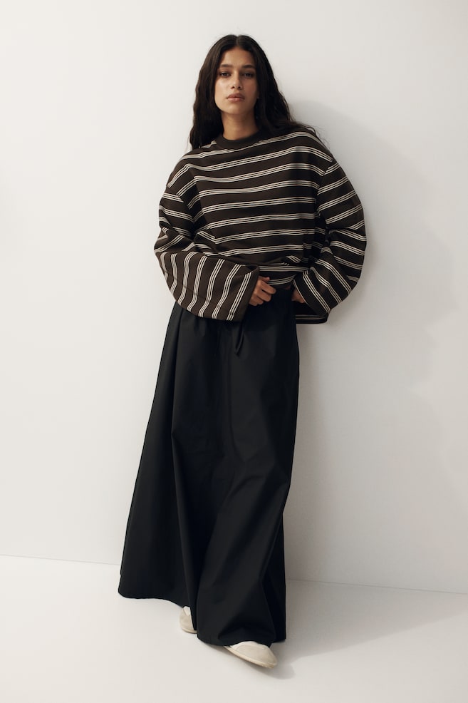 Oversized Sweatshirt - Dunkelbraun/Gestreift/Dunkelblau/Gestreift - 2