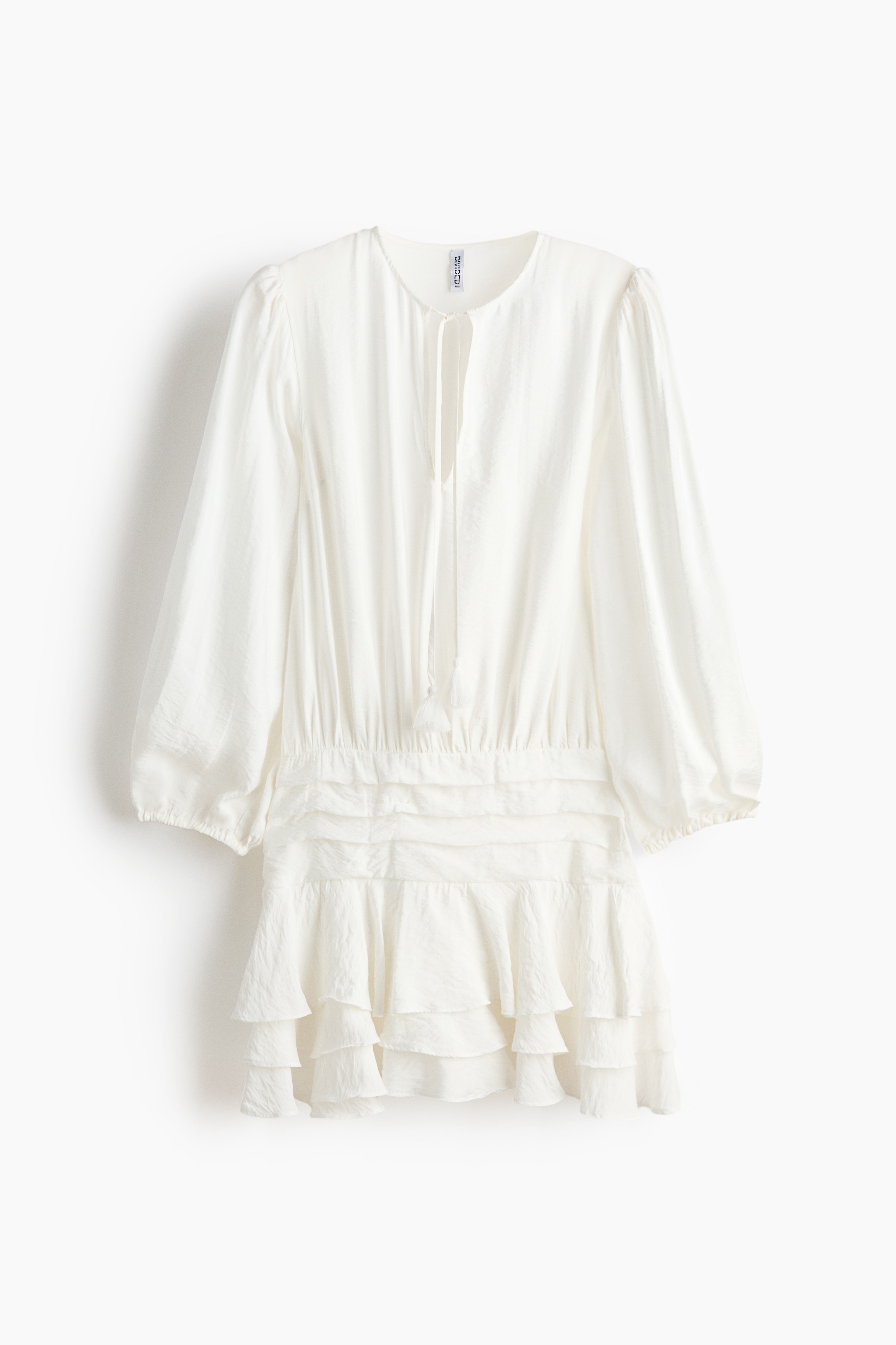 Dress with Tiered Skirt - White/Dark gray