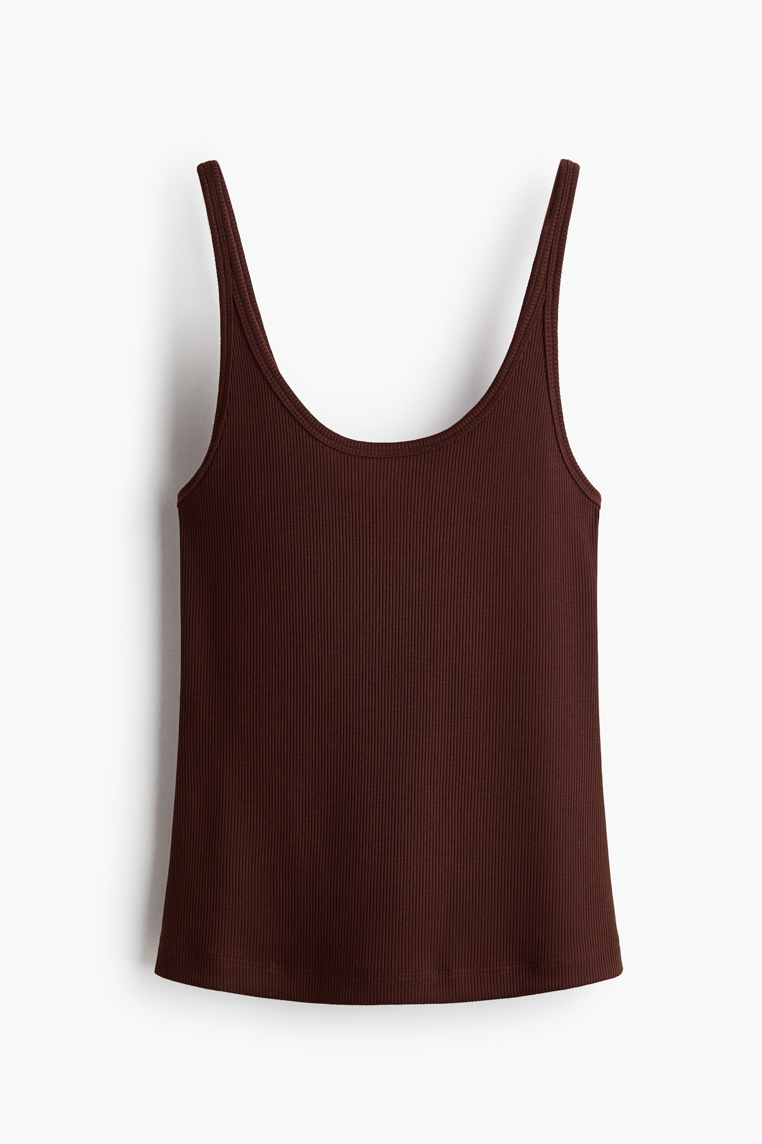 Ribbet tanktop - Mørkebrun/Hvid/Klar orange - 1