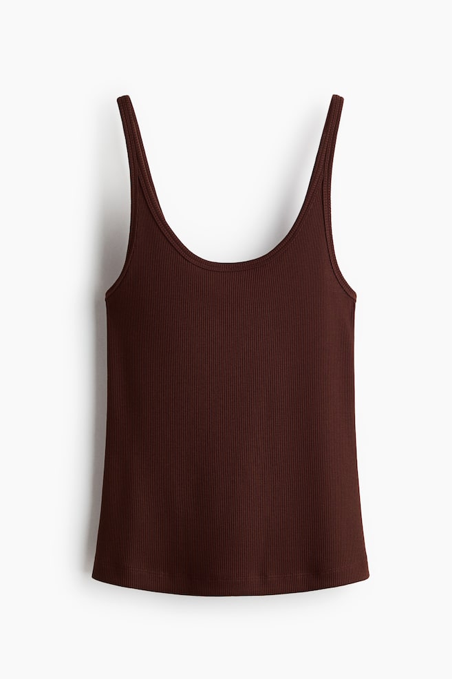 Ribbed Tank Top - Dark brown/Black/White - 1