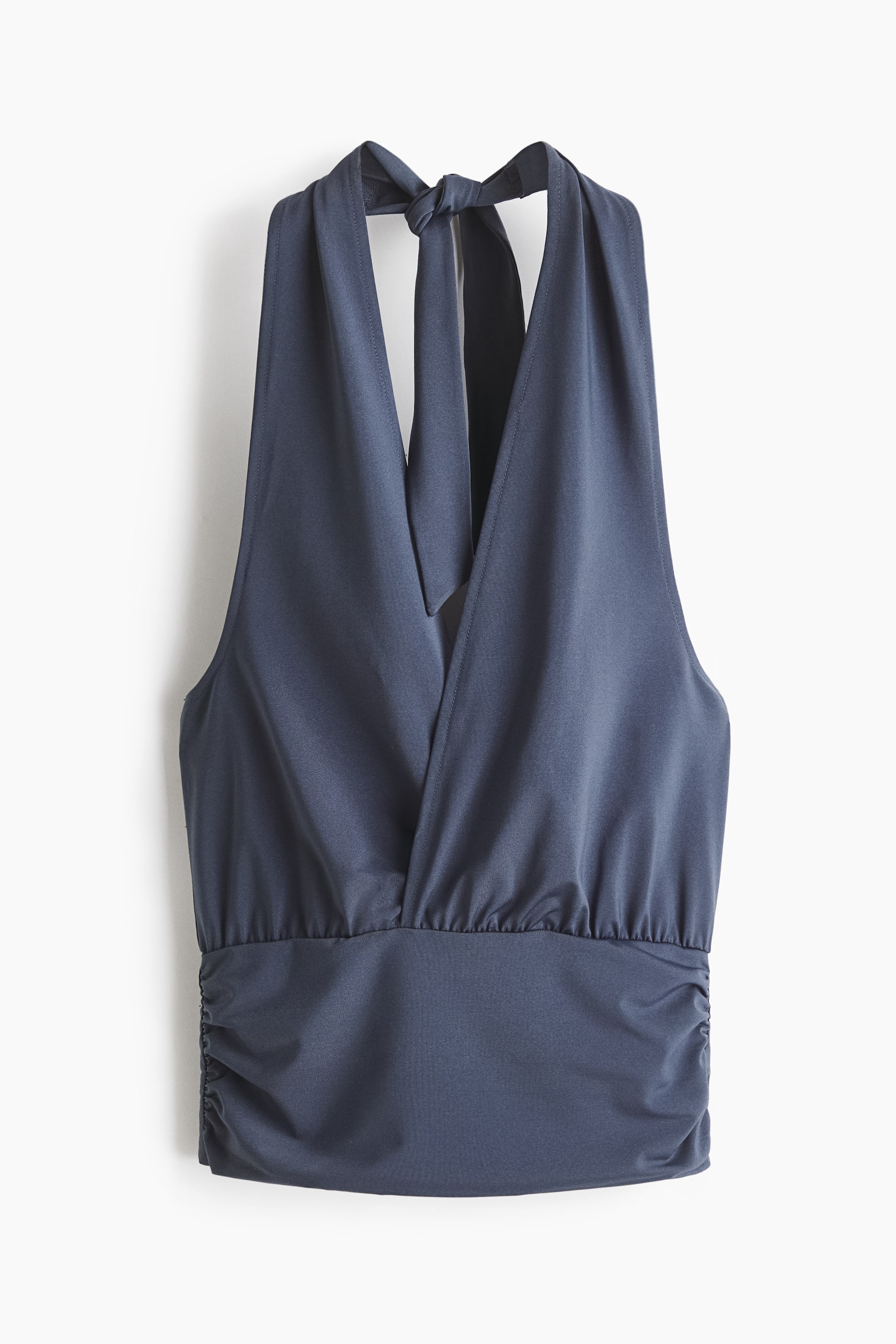 Переглянути збільшене зображення: Трикотажний топ-халтер - Dark pigeon blue - Ladies | H&M UA 1
