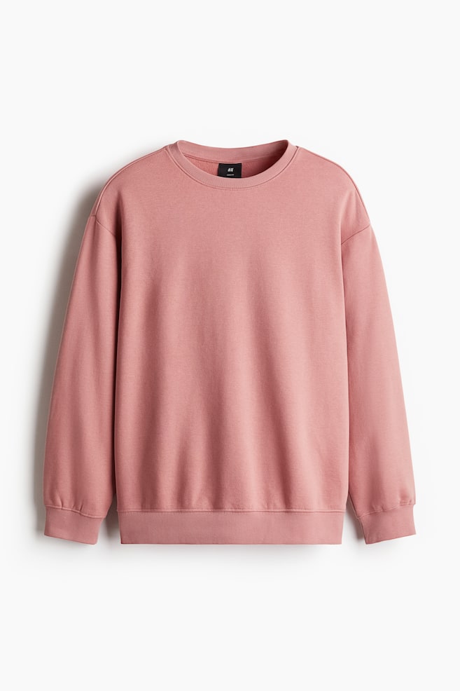 Sweatshirt in Loose Fit - Rosa/Cremefarben - 1
