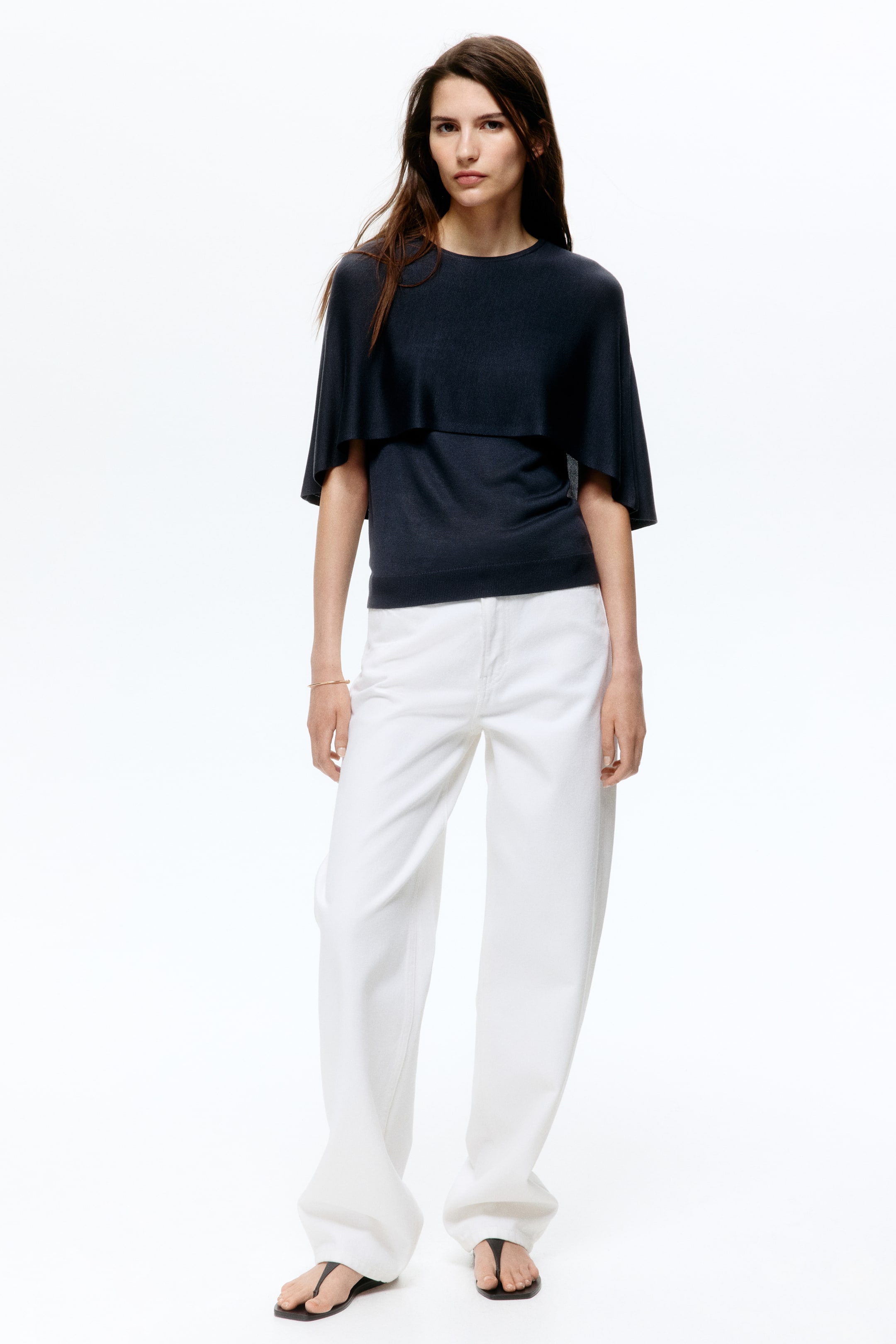 Fine-knit cape top