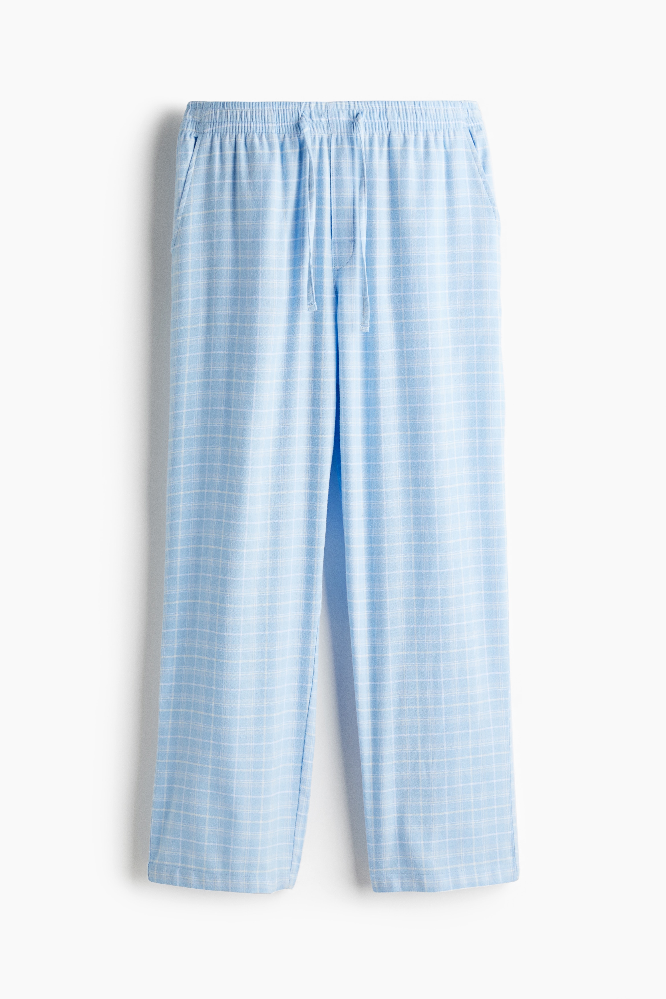 休閒剪裁法蘭絨長褲 - 藍色/格紋/咖啡色/格紋