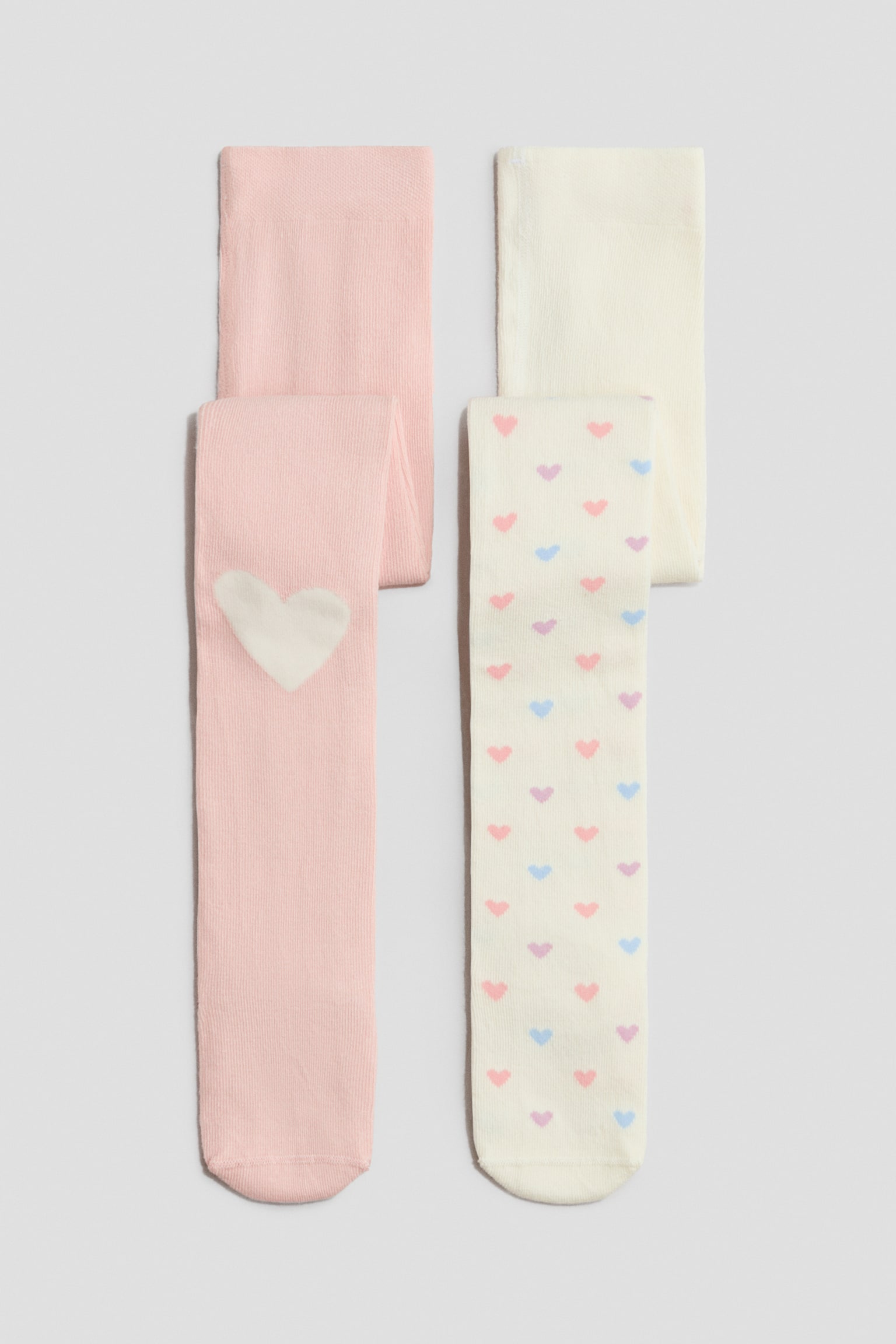 2-pack Mallas en tejido fino - Rosa claro/Corazones/Gris/Brillos/Rosa/Unicornio/Rosa/Floreado/Blanco/Arcoíris/Gris claro/Brillos/Blanco/Cerezas/Dorado/Brillos