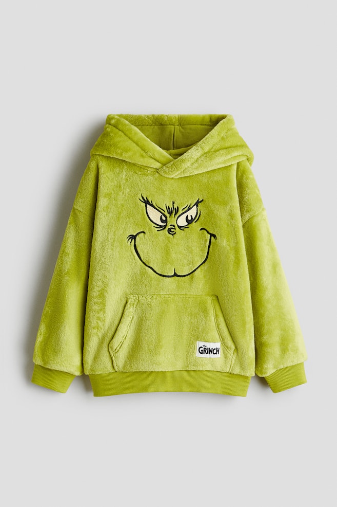 Hoodie aus Teddyfleece mit Motivstickerei - Grün/Grinch/Grün/Minecraft - 1