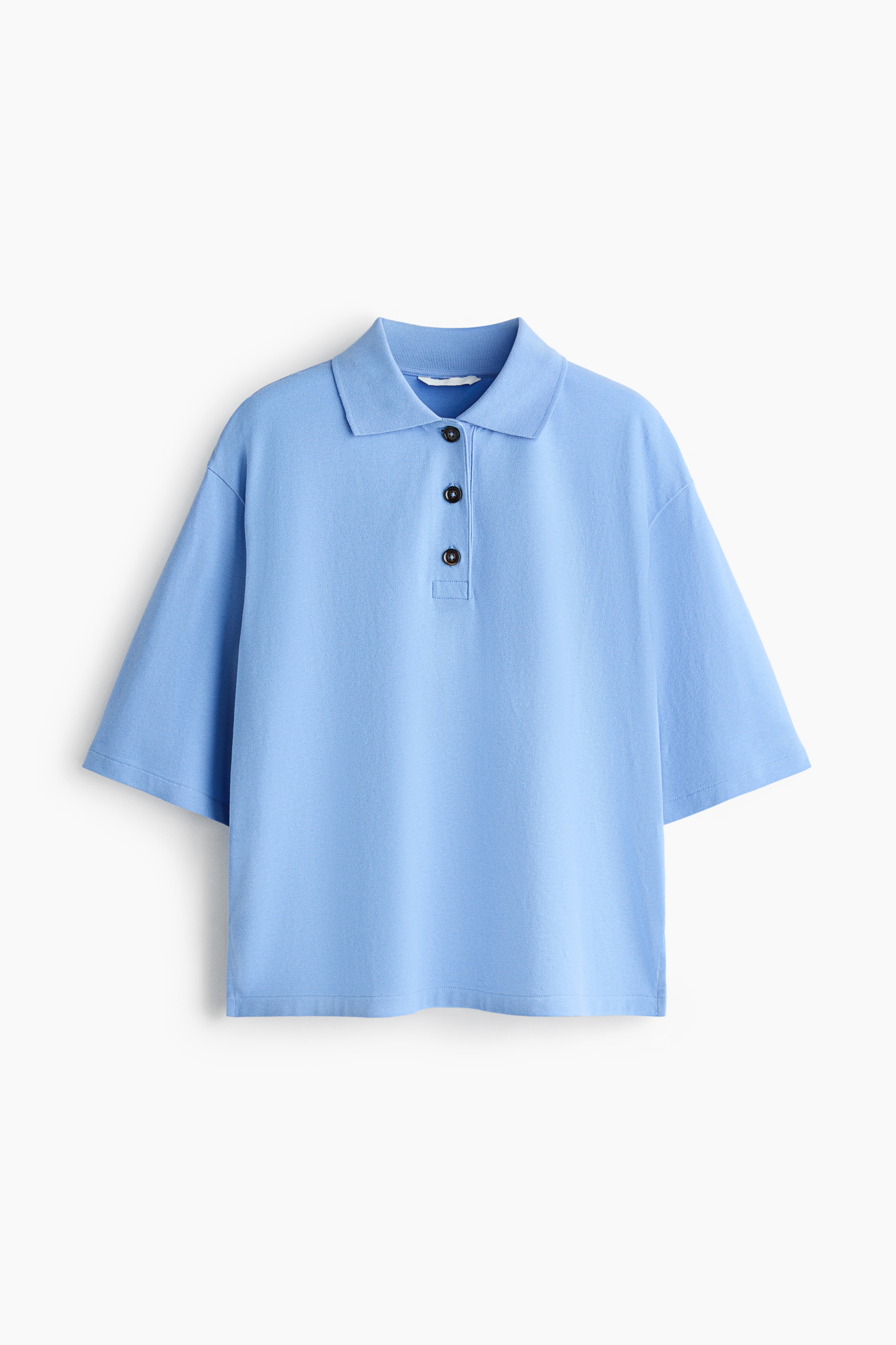 Cotton Polo Shirt - Light blue/Burgundy