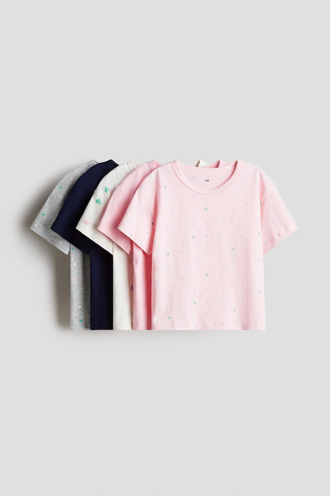 Pack de 5 camisetas de algodón - Rosa claro/Corazones/Light pink/Floral/Rosa/Conejitos/Rosa claro/Sellos - 1