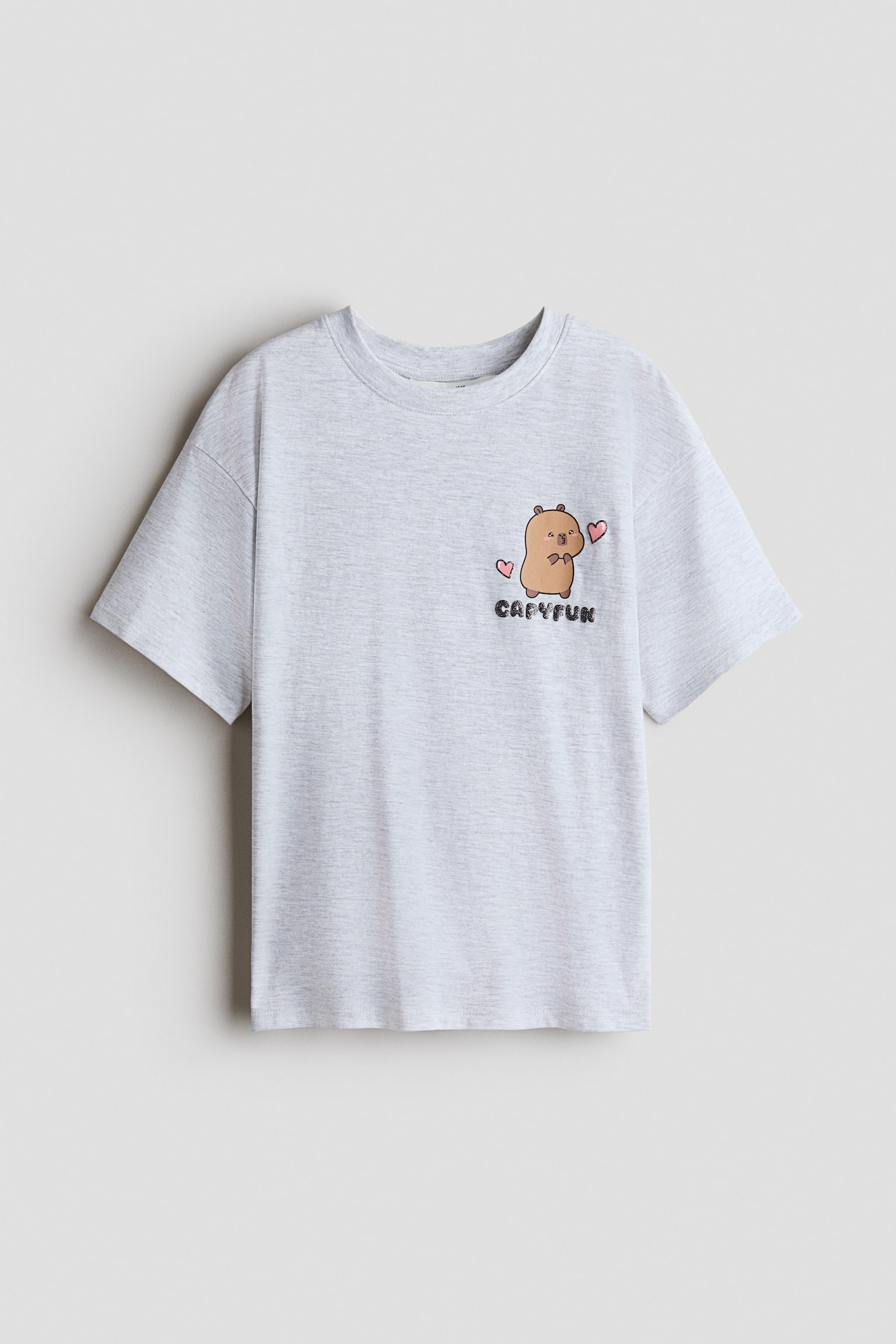 Cotton T-Shirt with Printed Motif - Light gray melange/CapyFun/Dark plum red/Snoopy/Light dusty pink/Lilo & Stitch/Dark gray/SmileyWorld®