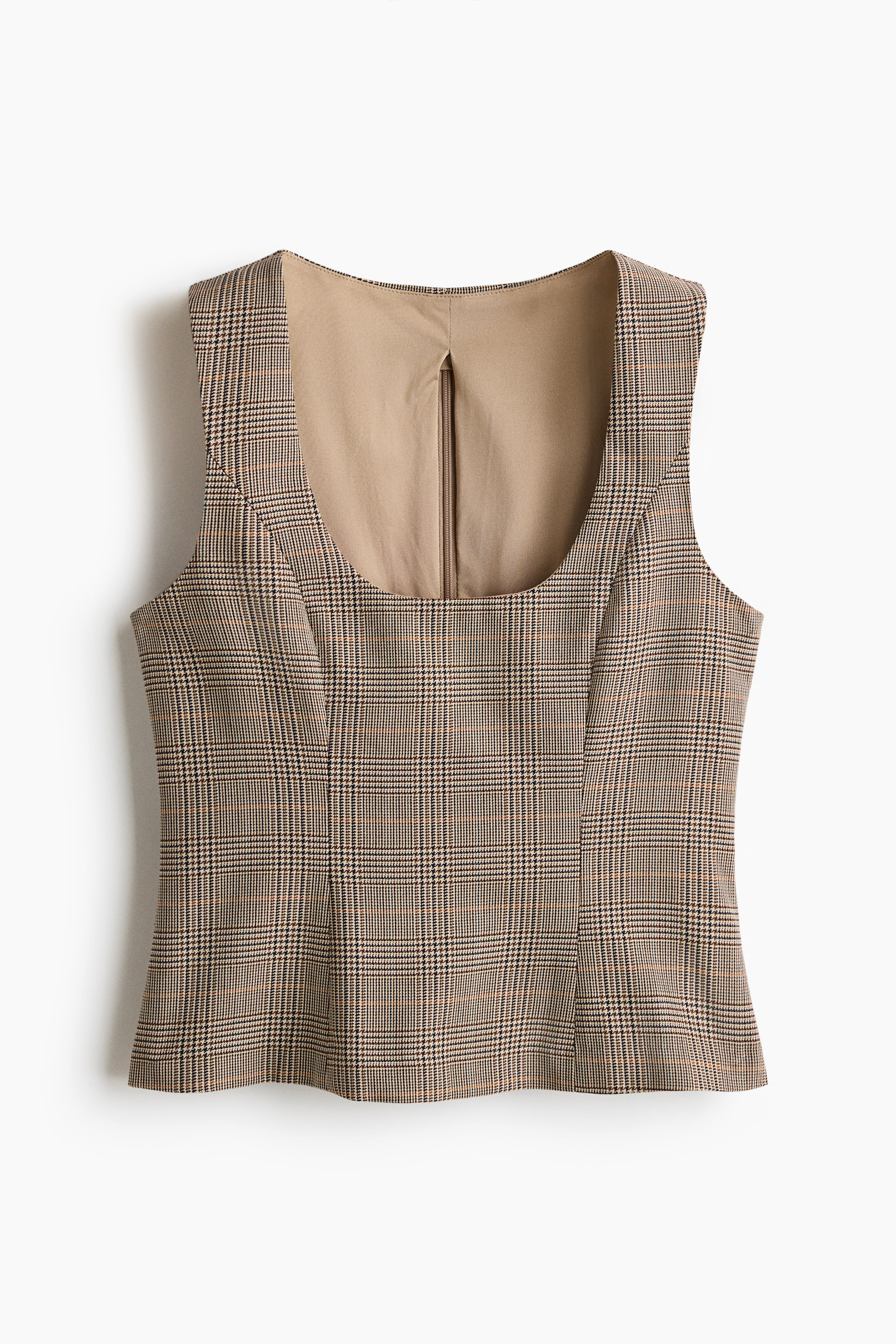 Visa större bild: Tanktop i twill - Ljusbeige/Rutig - DAM | H&M FI 1