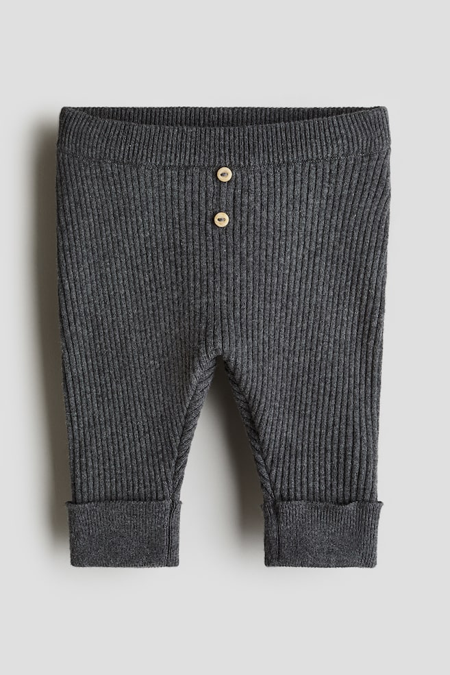 Rib-knit trousers - Dark grey/Light beige/Light grey marl - 1