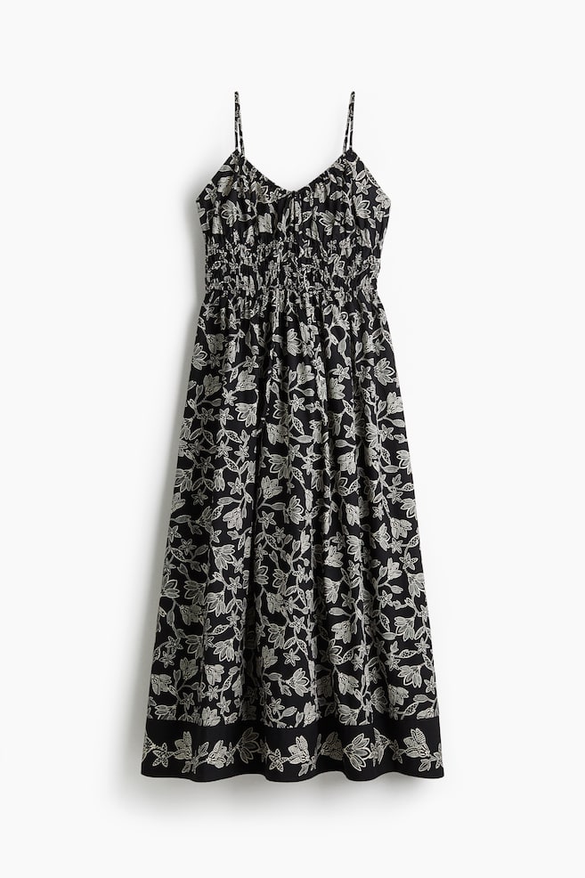 Trägerkleid aus Baumwolle - Schwarz/Weiß geblümt/Schwarz/Geblümt - 1