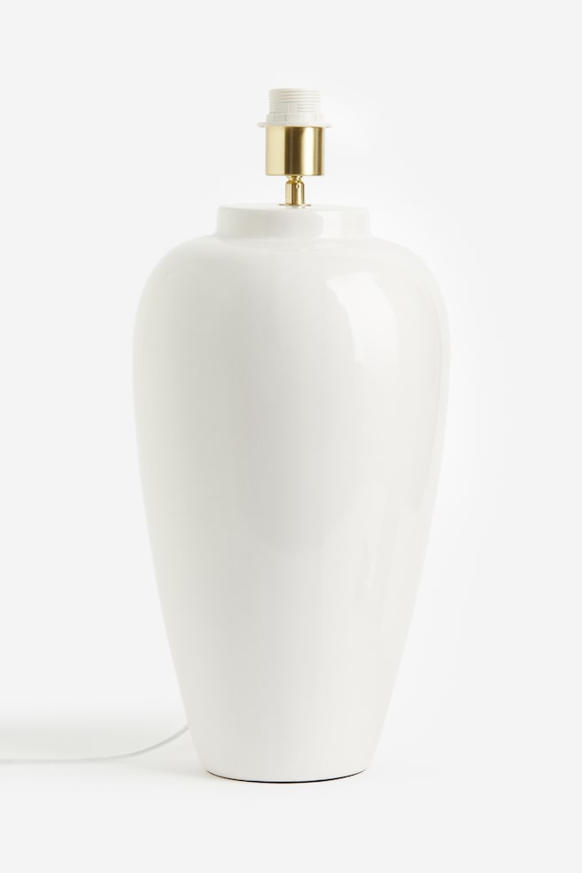 Grand pied de lampe en céramique - Blanc/Noir - 1
