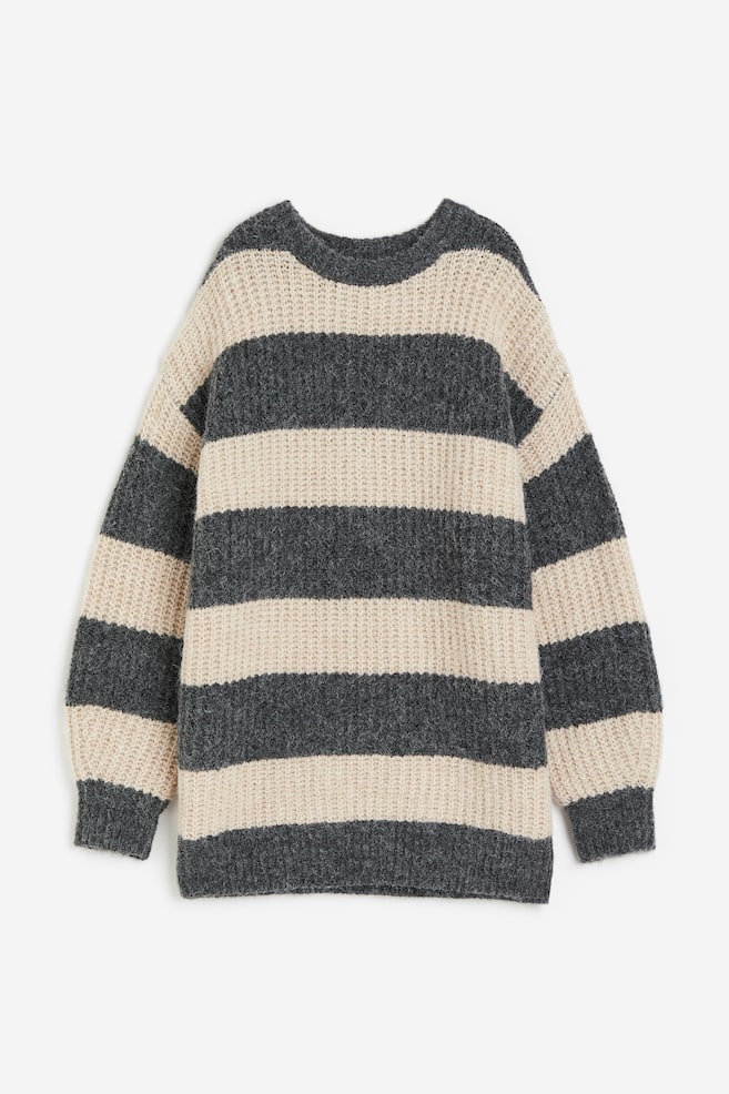 Oversized rib-knit jumper - Dark grey/Beige striped/Black/Striped/Dark red/Striped - 2