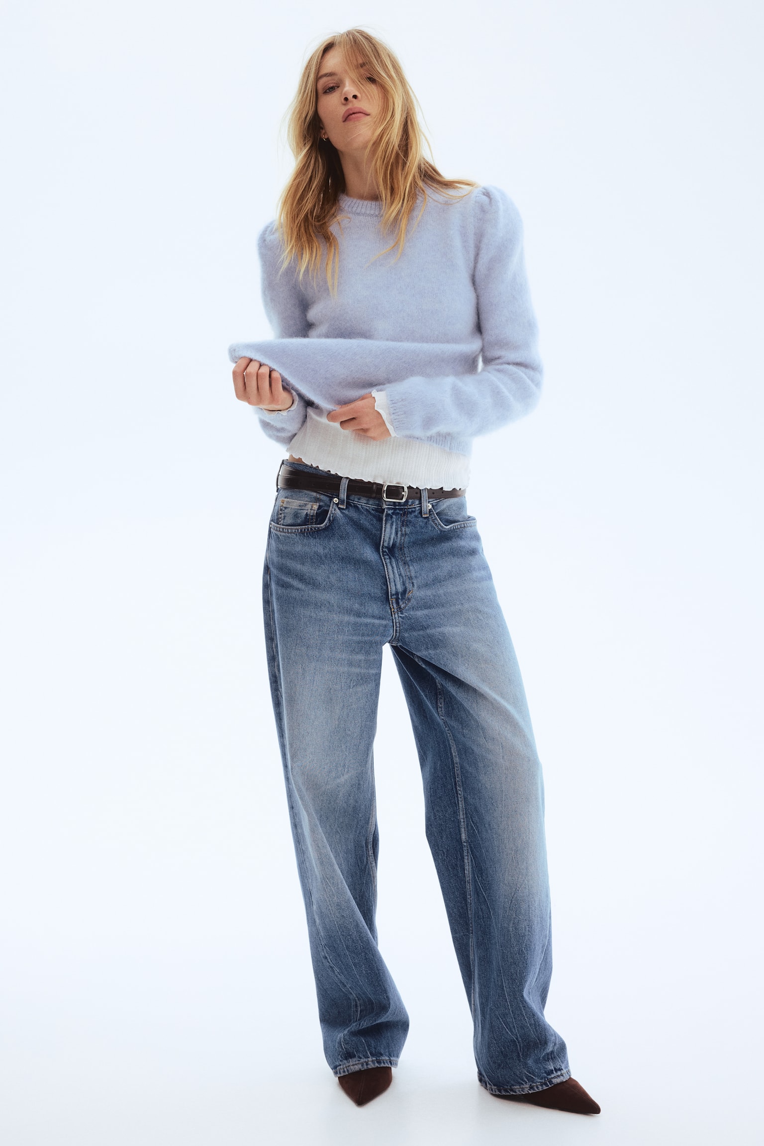 Mohair-blend jumper - Light blue/Beige - 3