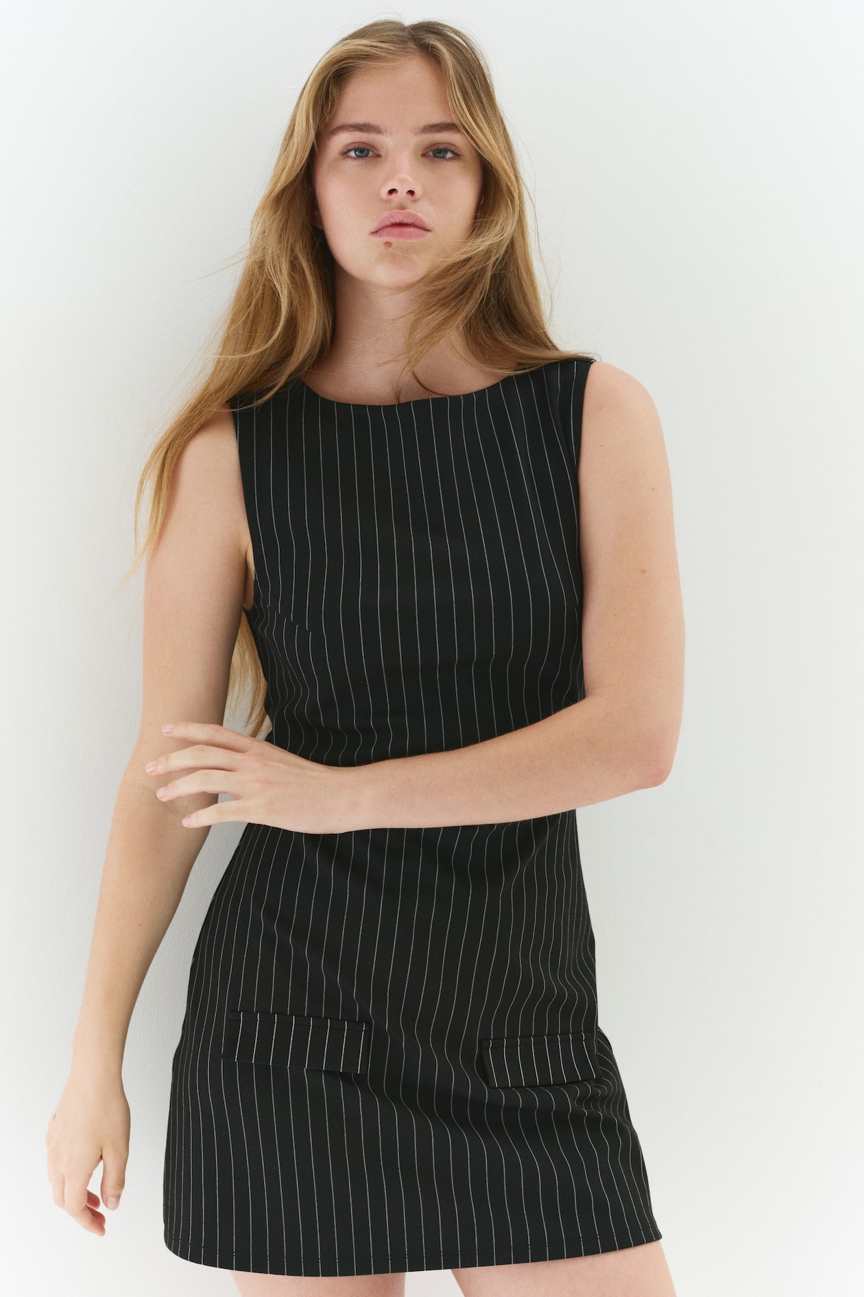 Women's Black/pinstriped Sleeveless Jersey Dress | H&M US