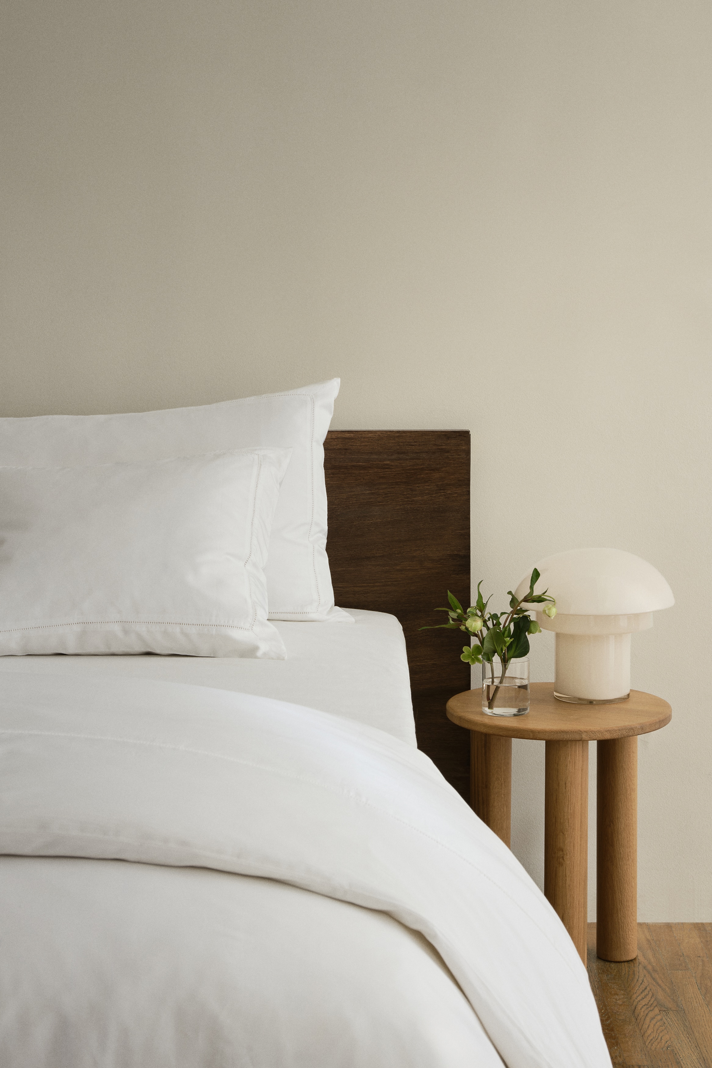 Enkelt påslakanset i egyptisk bomull - Vit/Ljusbeige