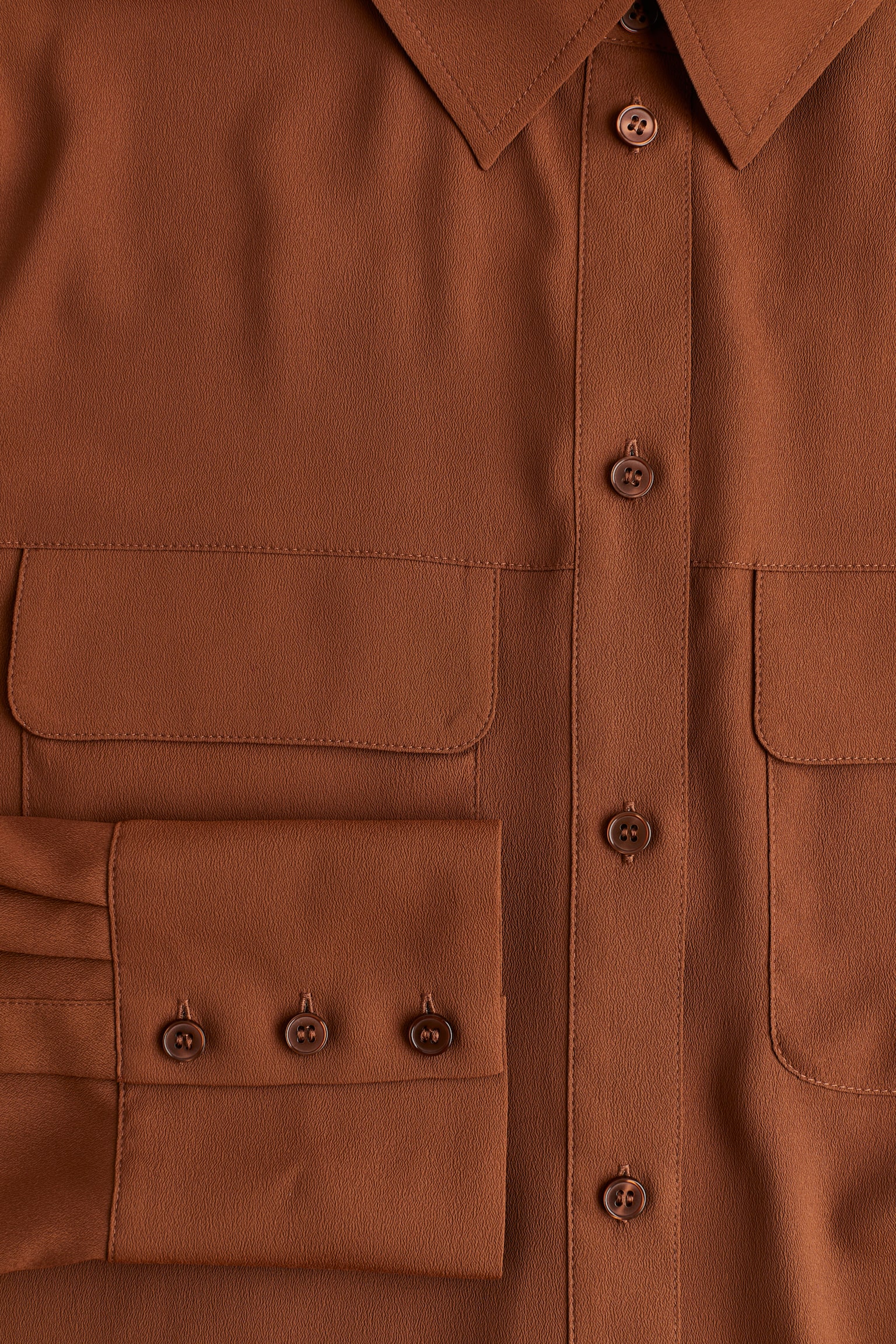 Crêpe shirt - Brown/Pigeon blue/White/Black/Dark khaki green - 5