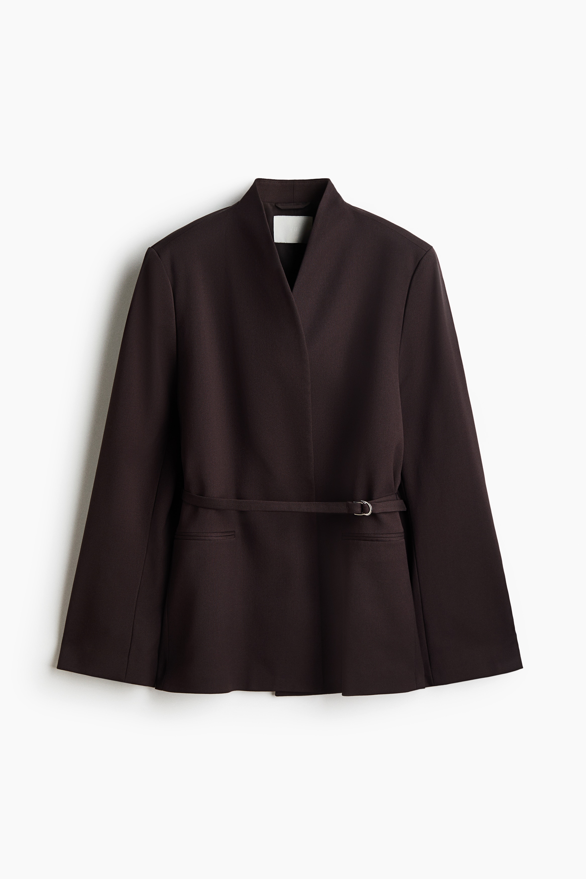 Oversized belted blazer - Dark brown/Grey marl/Dark beige/Checked