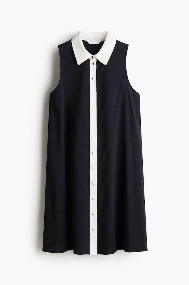 Overhemdjurk met A-line - Marineblauw/wit/Wit/gestreept - 1