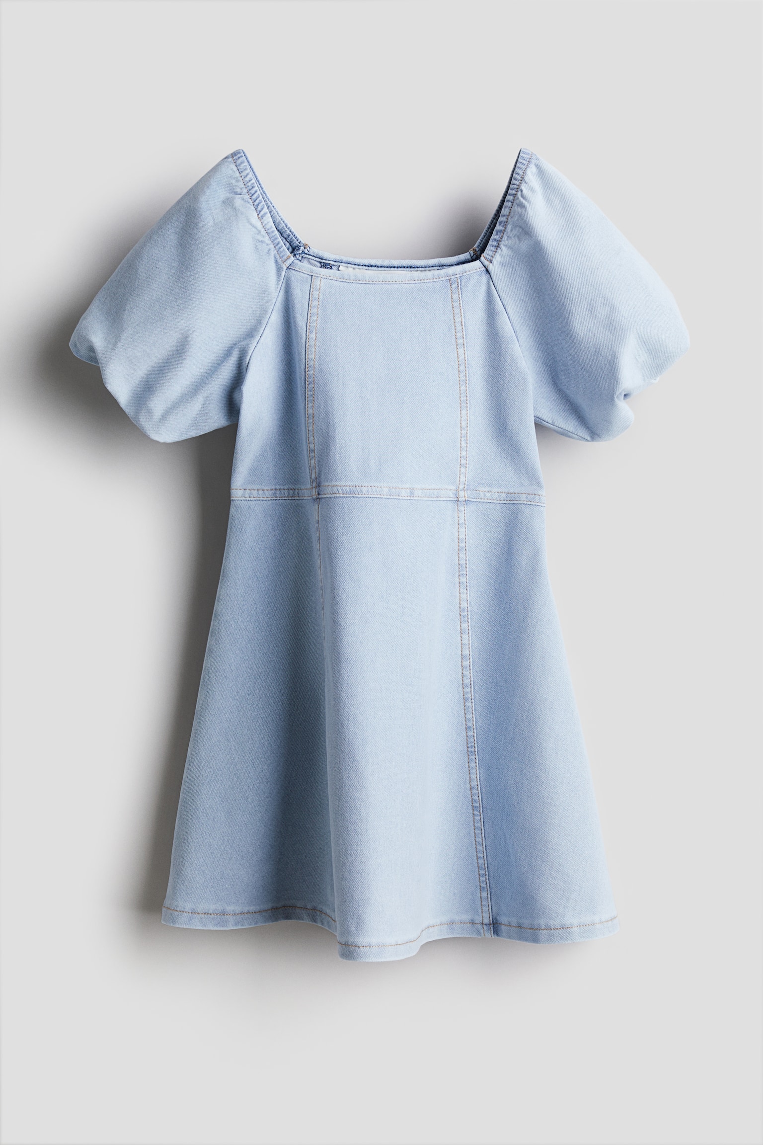 Puff-sleeved dress - Light blue - 1