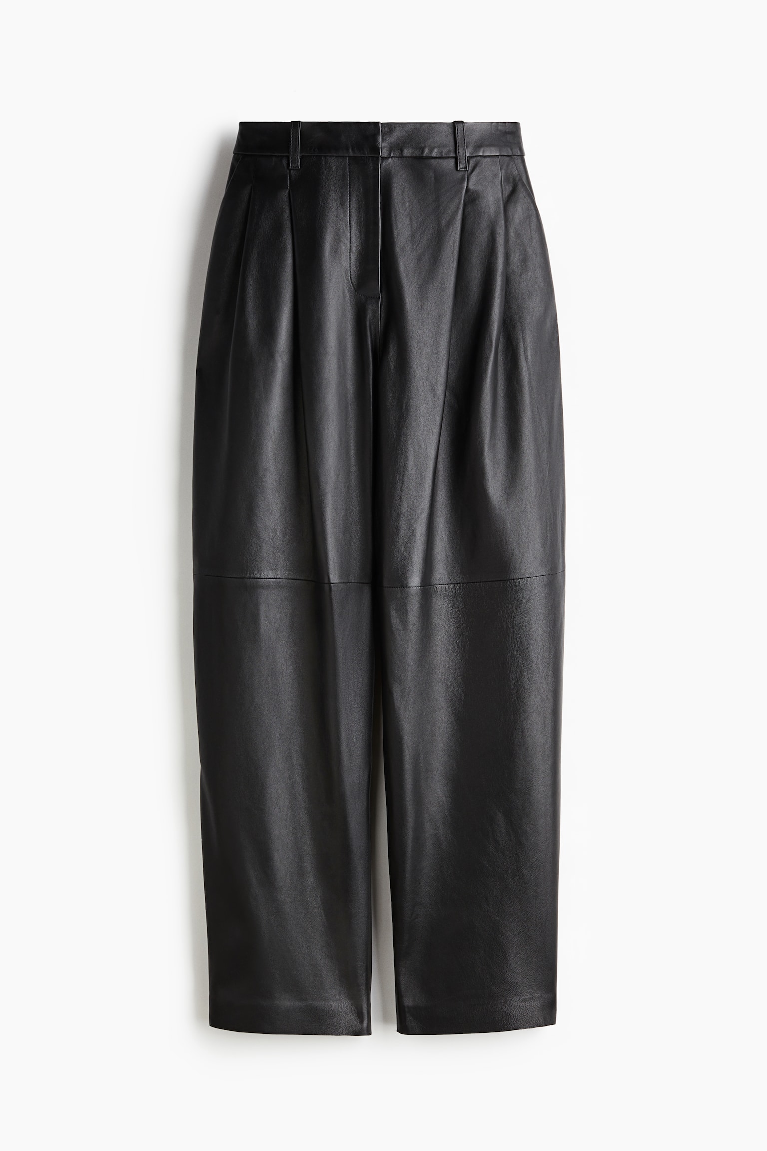 Loose-fit leather trousers - Black - 2