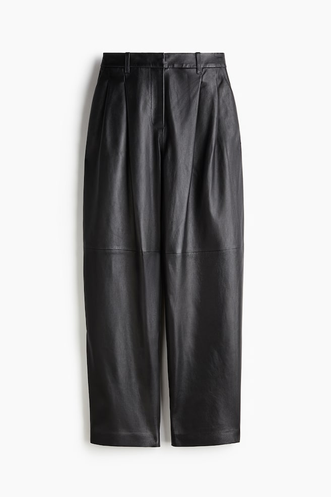 Loose-fit leather trousers - Black - 1