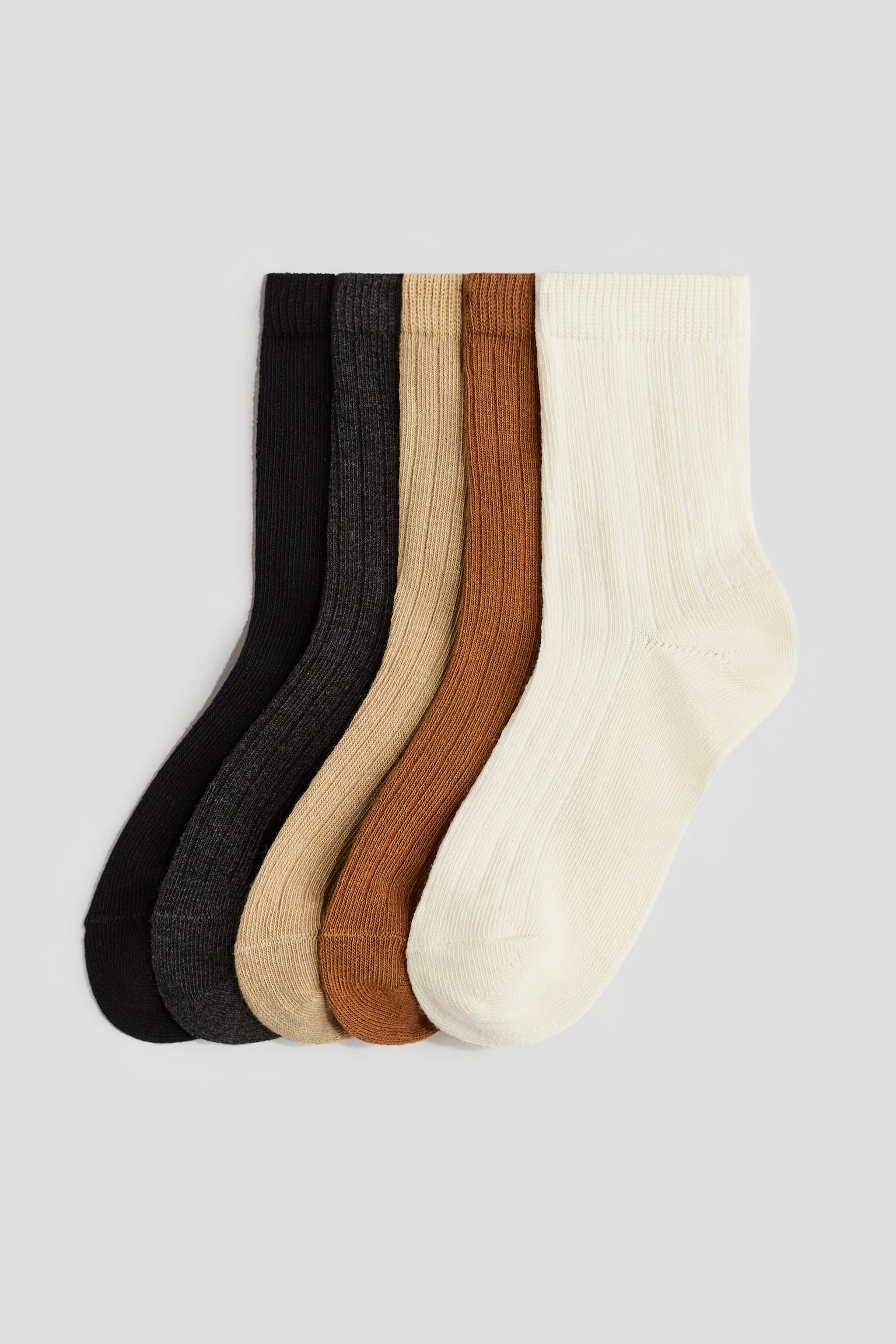 5-pack ribbed socks - Beige/Grey/White/Fries/Light blue/Dark red/Beige/Beige/Dark red/Navy blue/Black/White/Khaki green/Game over/White/Light grey marl - 1