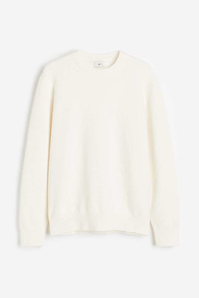 Regular Fit Bouclé-knit jumper - Cream - 2