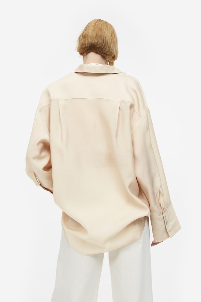 Oversized lyocell-blend shirt - Light beige - 7
