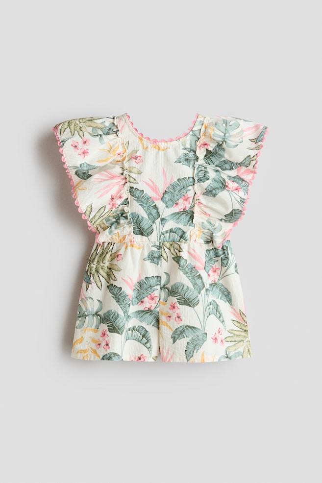 Jumpsuit aus Baumwolle - Cremefarben/Geblümt/Cremefarben/Schwarz gestreift - 1