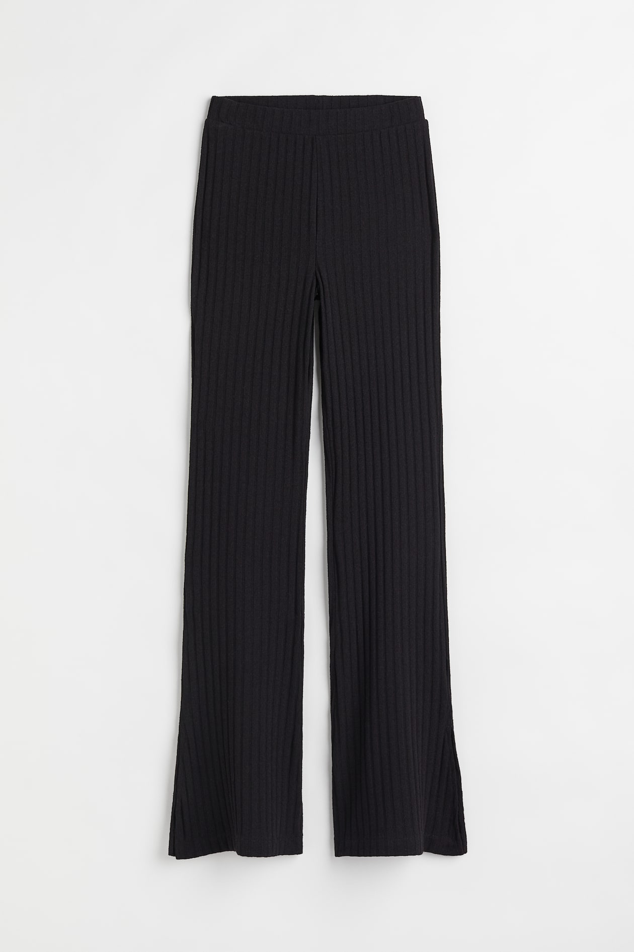 Rib-knit Pants - Low waist - Long - Black - Ladies | H&M US