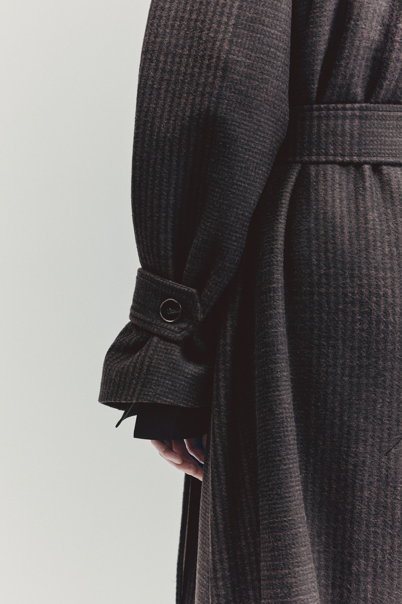 Wool-blend coat - Dark brown/Checked - 3