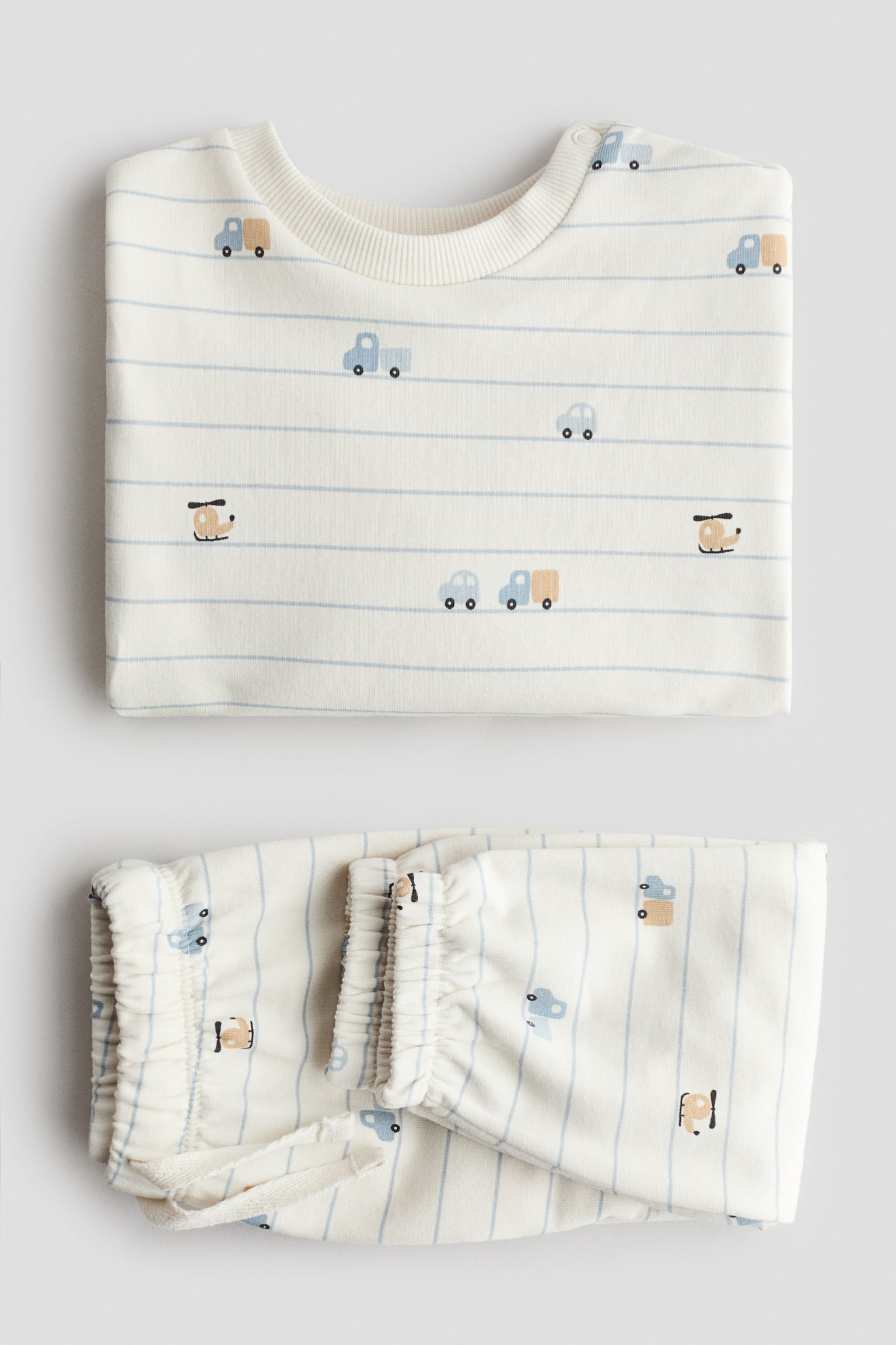 2-piece sweatshirt set - Cream/Vehicles/White/Bears/Light blue/Dinosaurs/Dark grey/Dinosaurs/Light beige/Bears/Light pink/Flower/Purple/Heart - 2