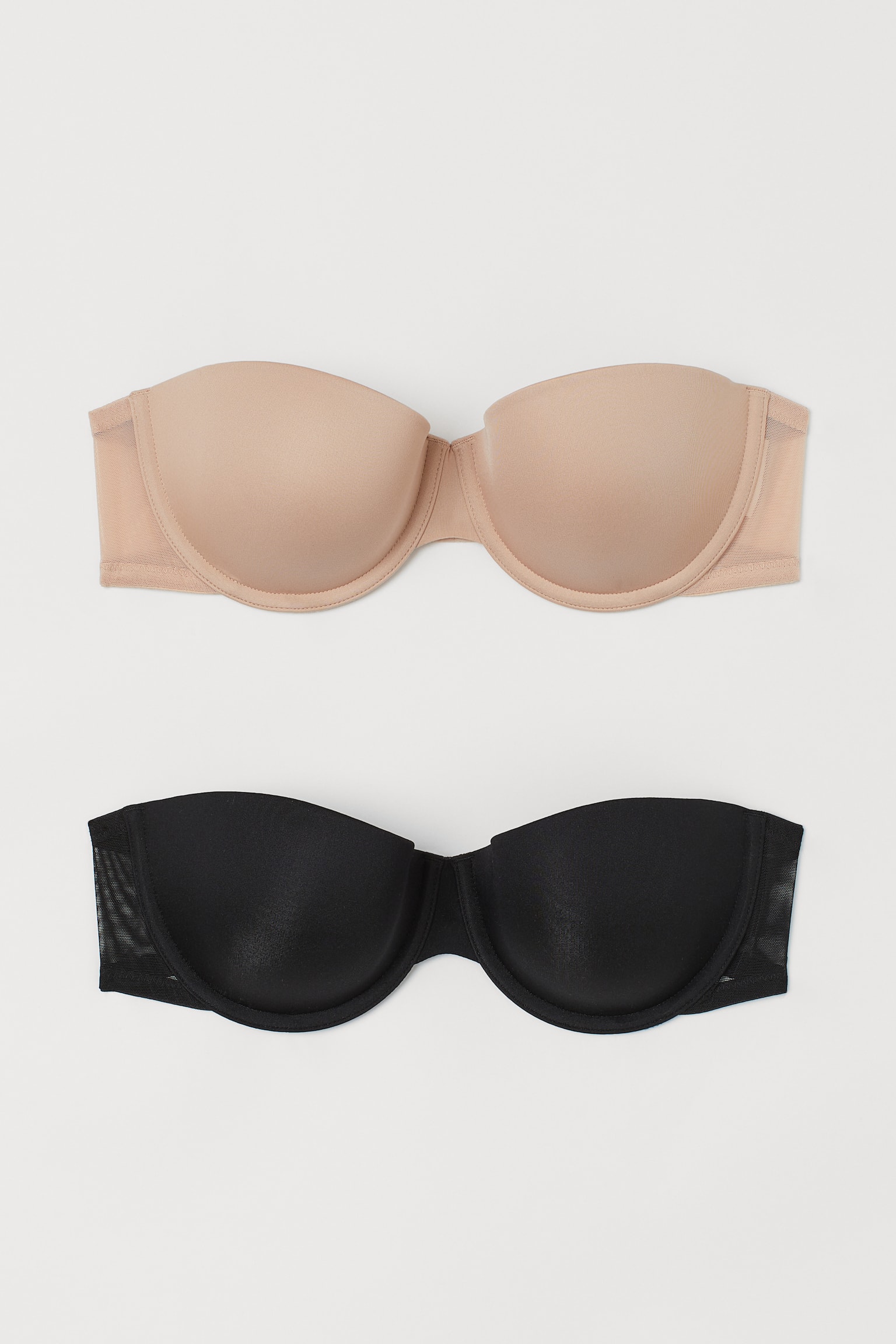 2-pack Strapless Bras - Light beige/Black - 1