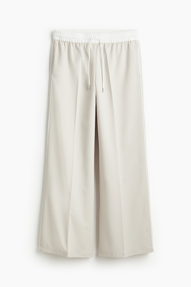 Pantalon large avec taille élastique - Beige clair/Gris chiné/Noir/blanc - 2