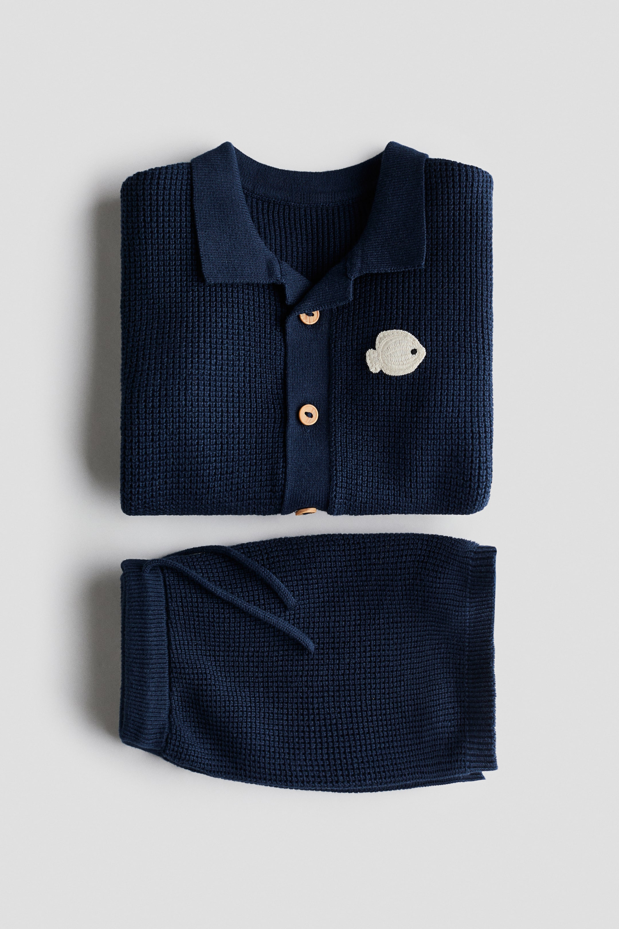 Ensemble 2 pièces en tricot gaufré de coton