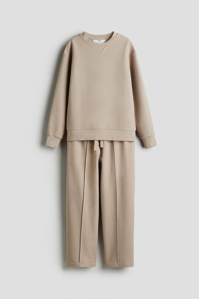 2-piece textured sweatshirt set - Beige - 1