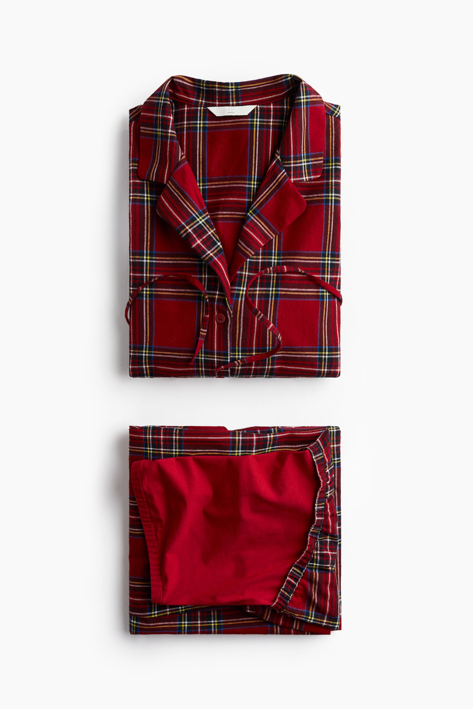 MAMA Cotton flannel pyjamas - Dark red/Checked/Red/White checked - 5