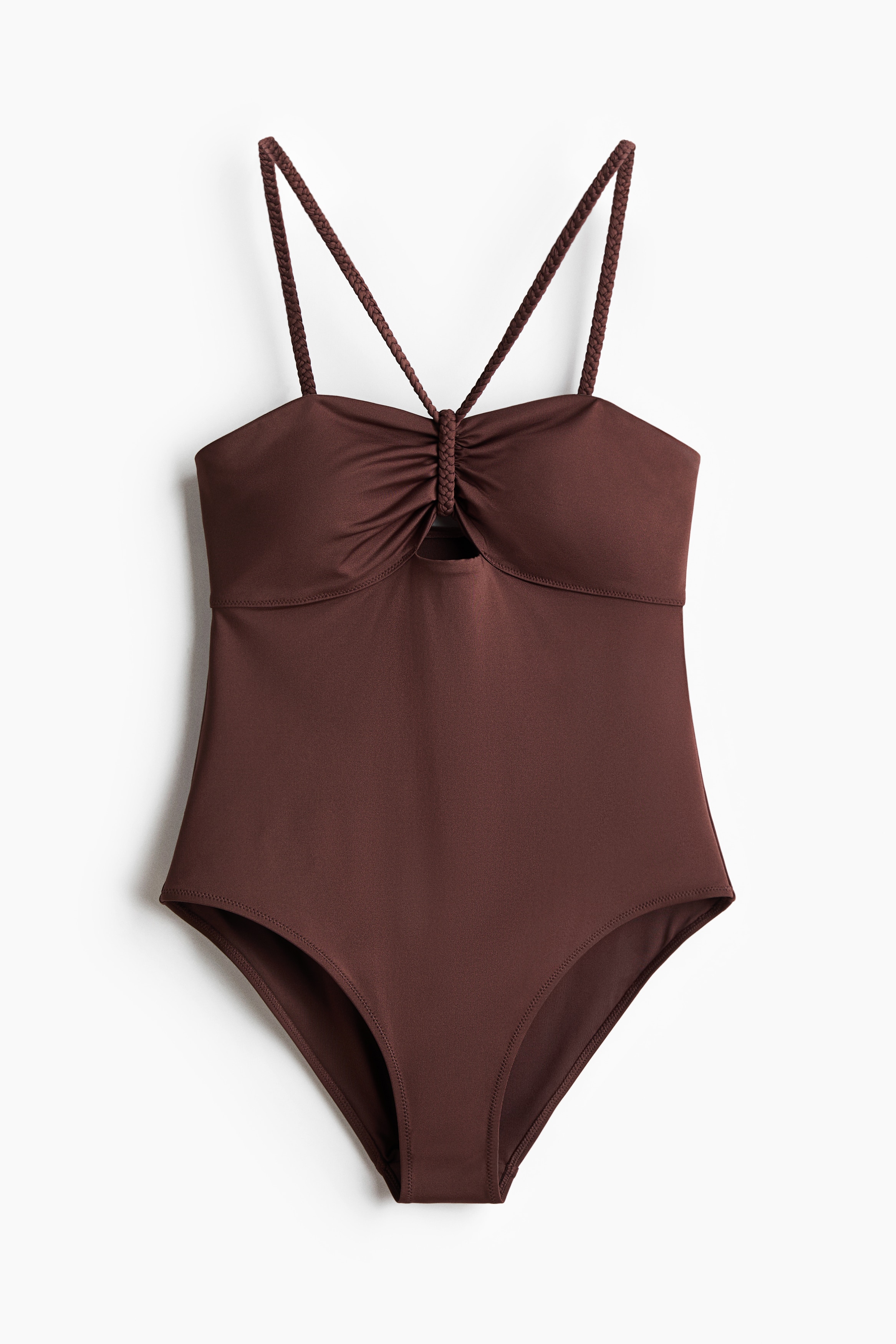 Padded-Cup Swimsuit - Dark brown/Yellow