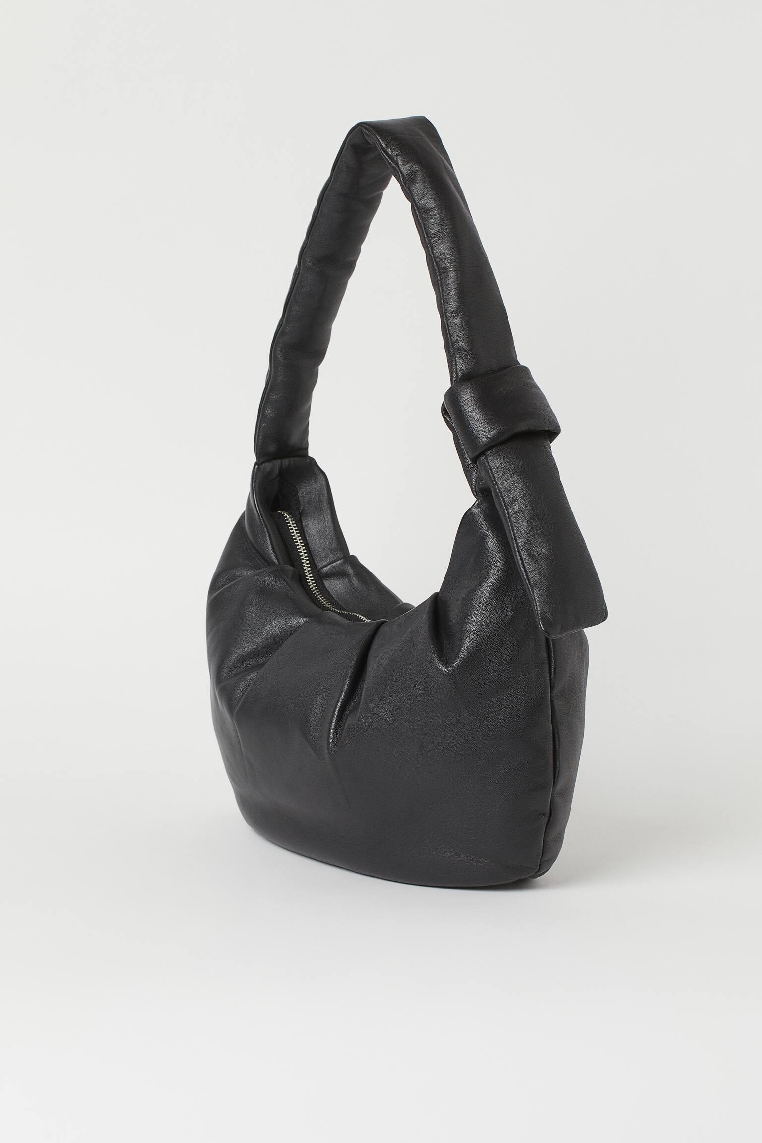 Soft leather shoulder bag - Black - 4