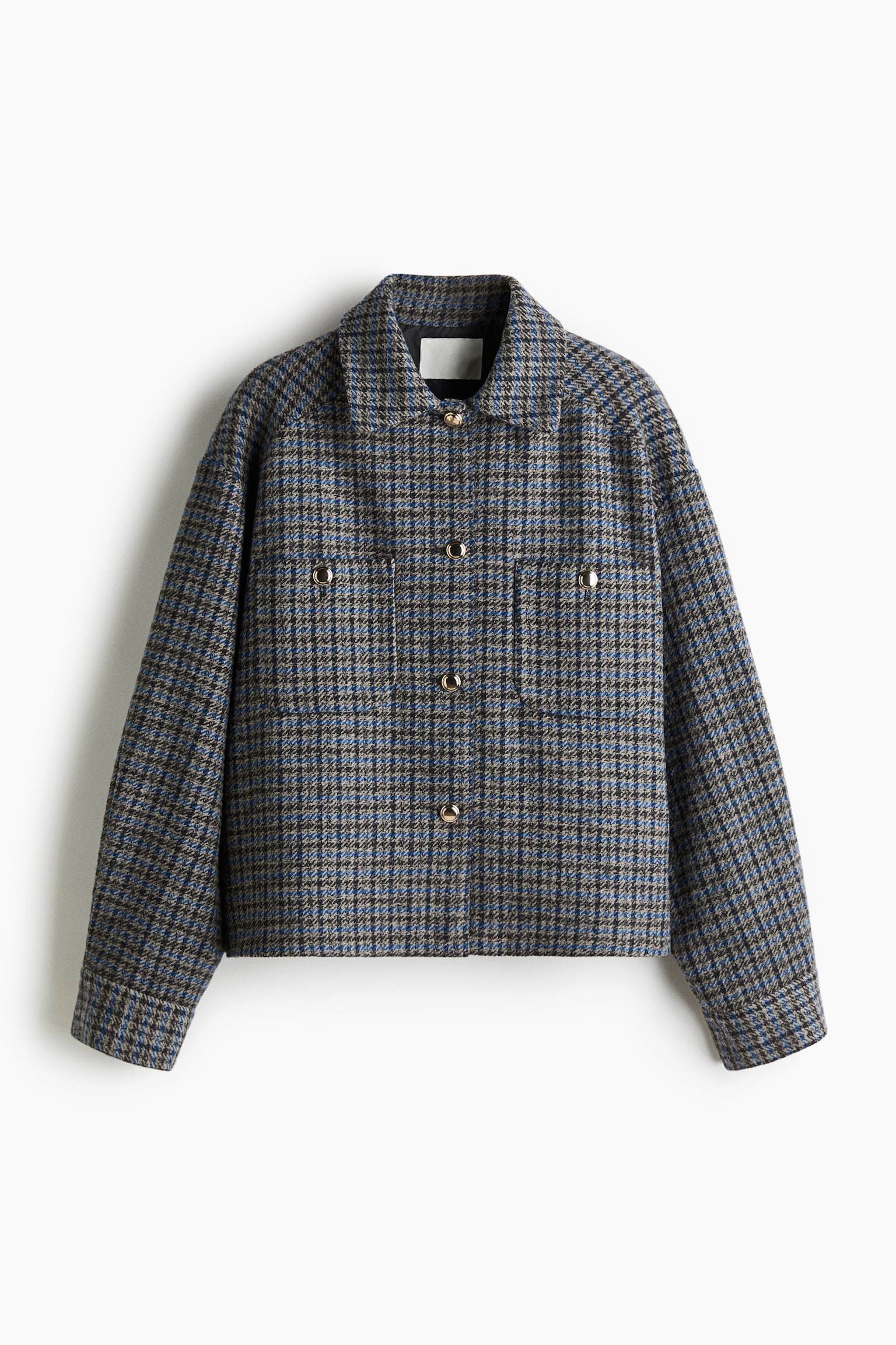 Женская куртка H&M Oversized Jacket, цвет: Серый / Клетчатый — фото 1