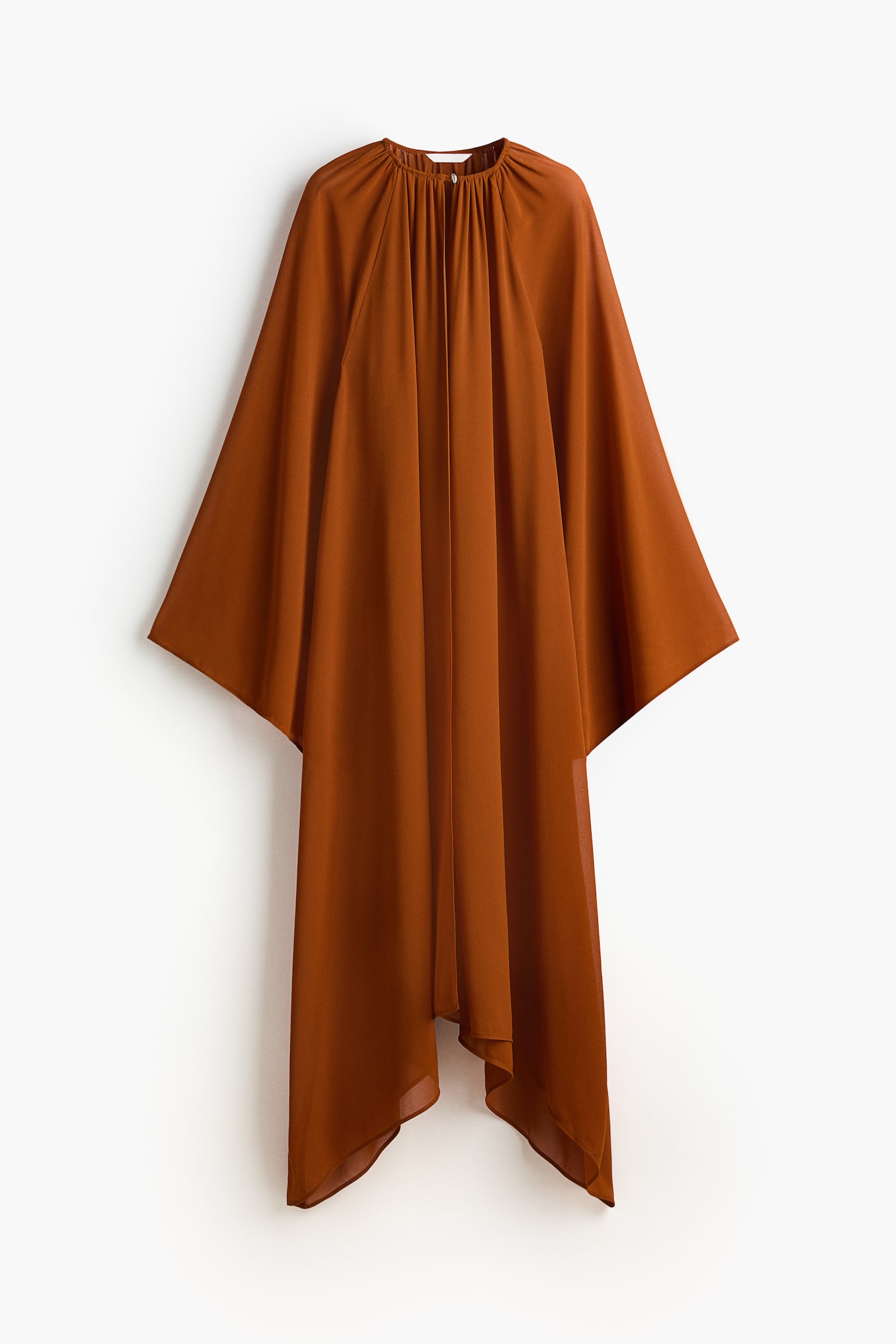 Caftan froncé en mousseline - Marron - 2