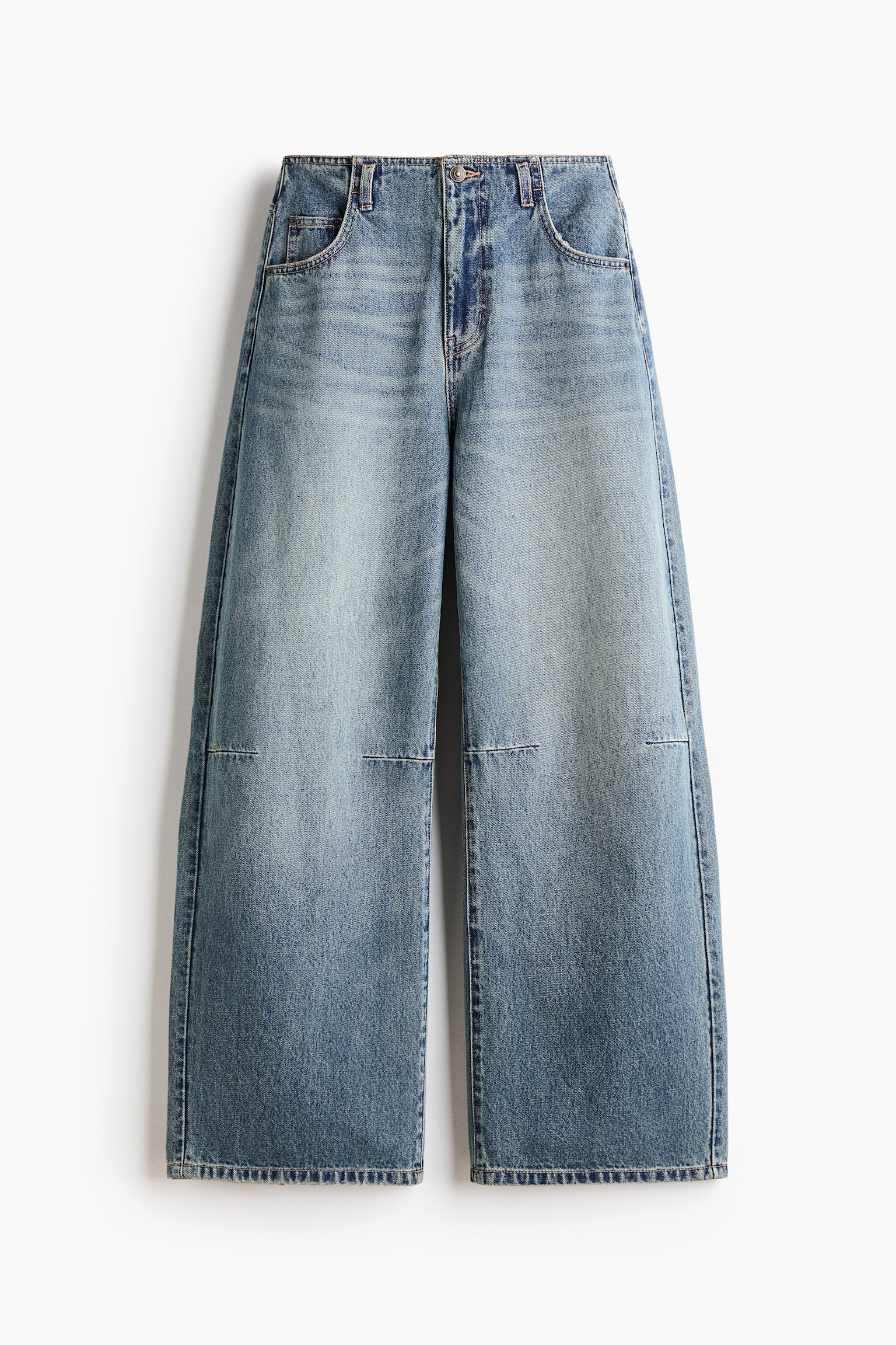Женские джинсы H&M High-Waist Barrel-Leg, цвет: Светлый джинсовый синий — фото 1