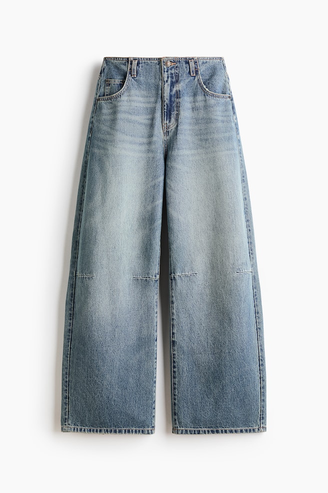 High-Waist Barrel-Leg Jeans - Light denim blue - 1