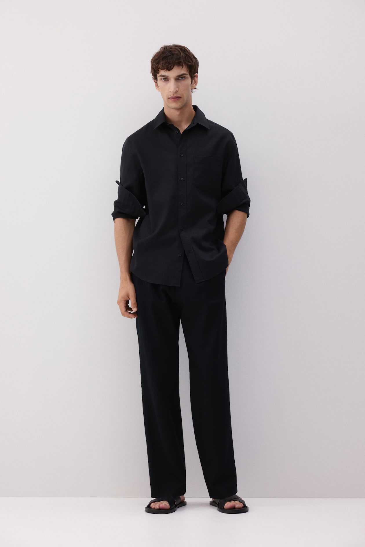 mens black formal dress shirt Men's Black, Long Sleeve Dress Shirt with Chest Pocket