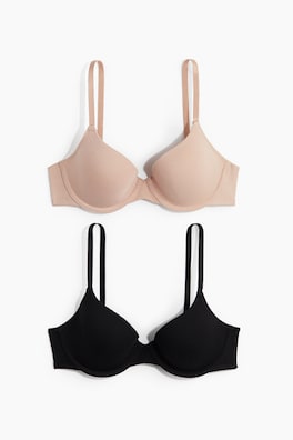 2-pack vadderad bygel-bh i bomull