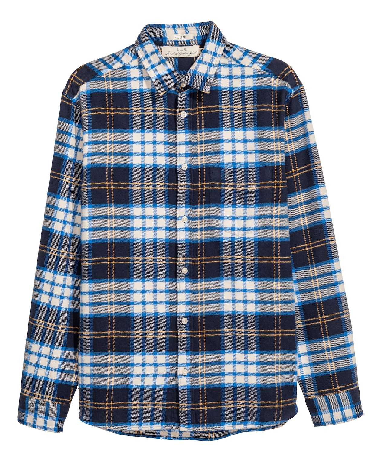 Flannel shirt Regular fit Dark blue/Checked Men H&M GB