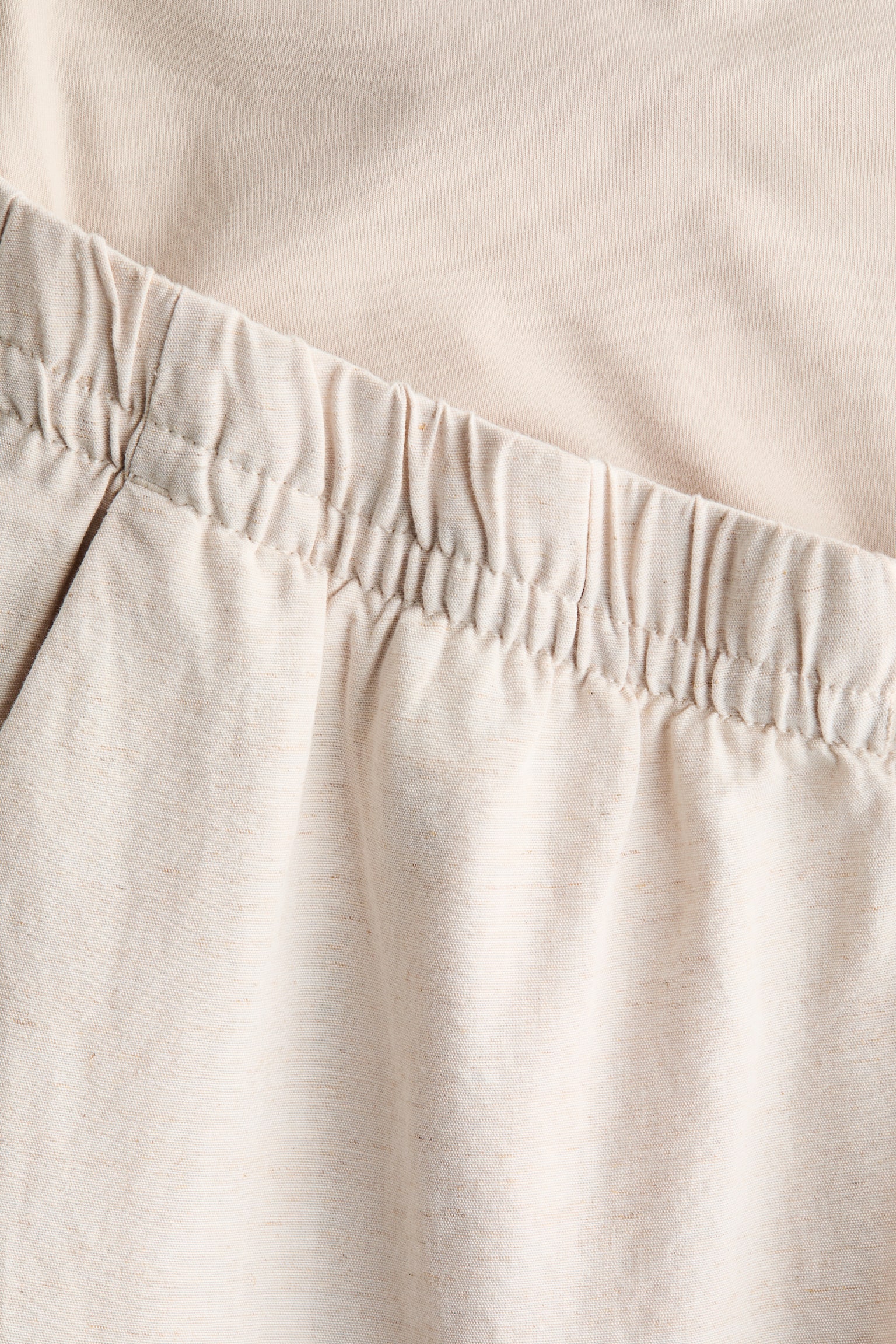 MAMA מכנסיים מתערובת פשתן עם שרוך קשירה - בז' בהיר/שחור/לבן/פסים - 4