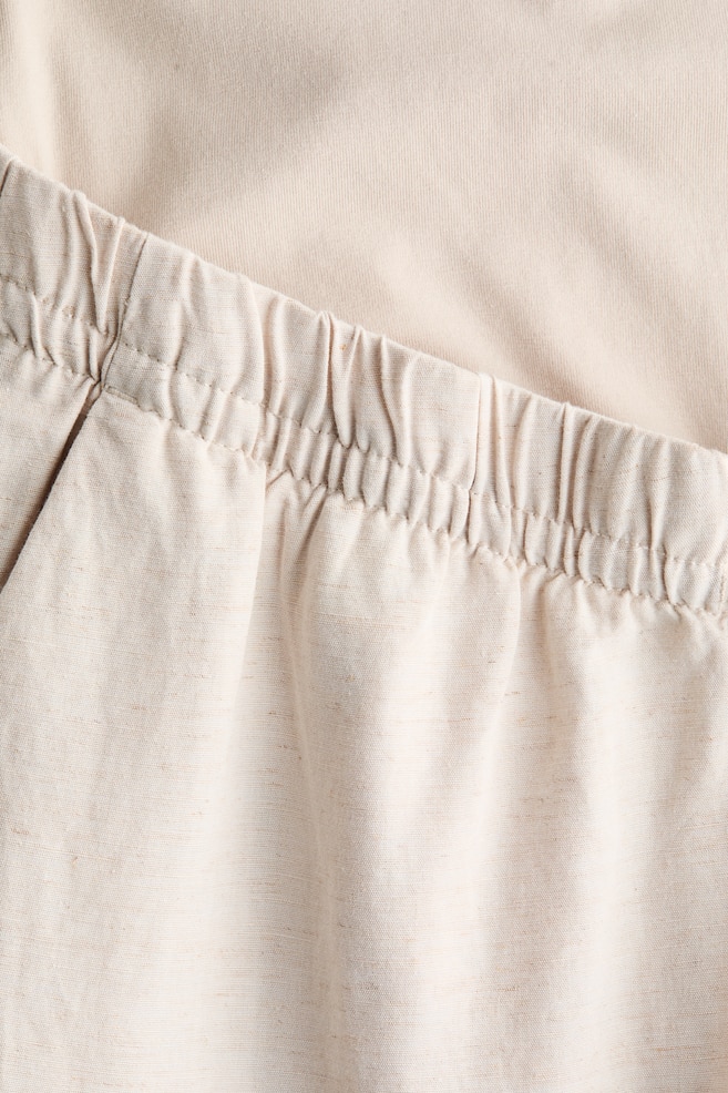 MAMA Linen-Blend Drawstring Pants - Light beige/Black/White/striped - 4